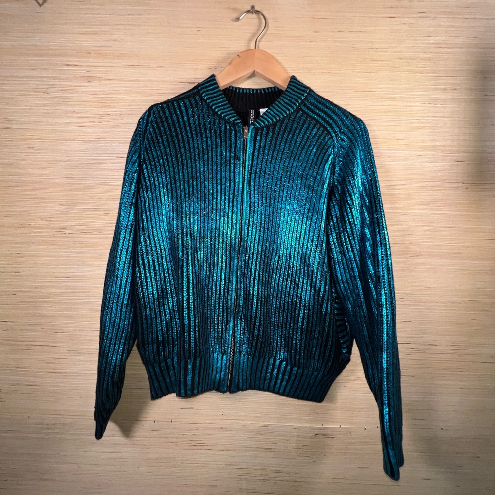 H&M Teal Metallic Sweater